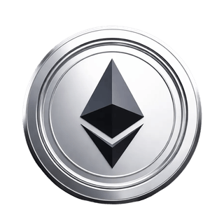 Icono flotante en 3D que representa una moneda de Ethereum (ETH)
